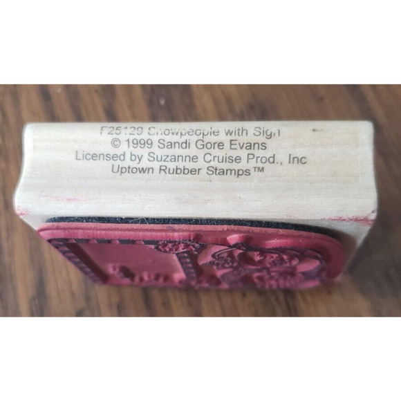 Uptown Rubber Stamps Sandi Gore Evans Snow Couple Wooden Rubber Stamp SG-25129 - Picture 3 of 7